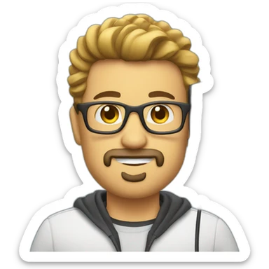 Podcaster with microphone headphones goatee sticker