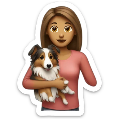 woman with a sheltie dog in hands sticker