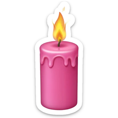 Draw a pink candle with a flame on it from a top-down view. sticker