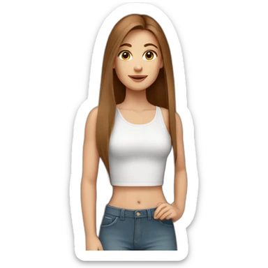 white-girl-with-long-straight-brown-hair-wearing-crop-top sticker