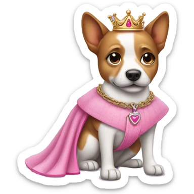 Dog with pink leash and a princess dress sticker