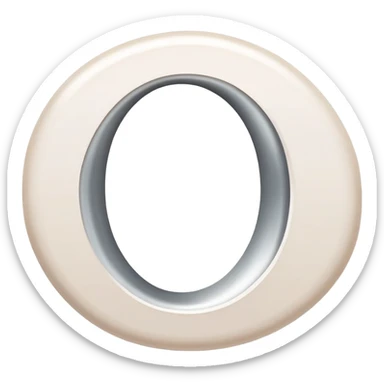 stylized capital letter O in white, almond-shaped gradient oval eye form, silver curved accents on each side, symbol of vision and focus sticker