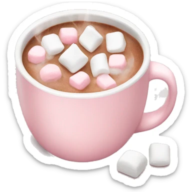 Light Pink mug of hot chocolate with marshmallows  sticker