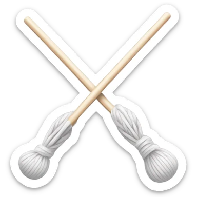 Black and white knitting needles in yarn sticker