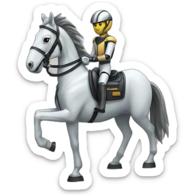 horse on robot jockey sticker