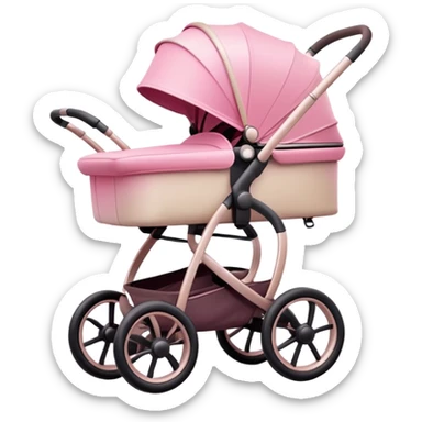 baby stroller with pink gradient and beige colors sticker