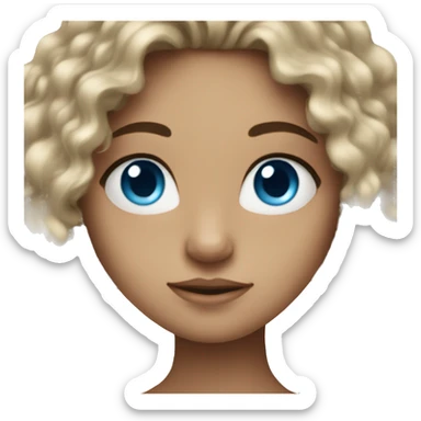 Blue eyes girl with long dark curly hair sticker