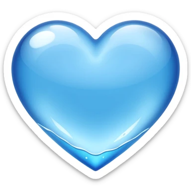 A blue heart made of clear, transparent water sticker