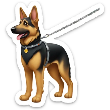 German shepherd on leash sticker
