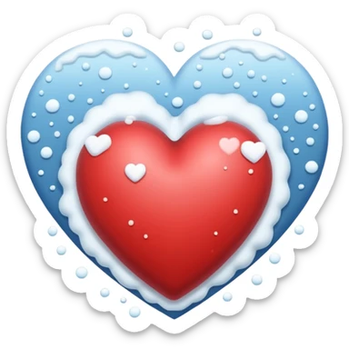 A snowing heart with snow falling around him  sticker