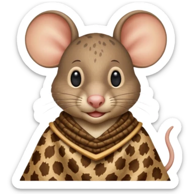 a jerry mouse wearing ancient animal skin cloth, half body, icon sticker