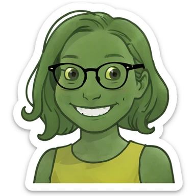 smiling girl with glasses sticker