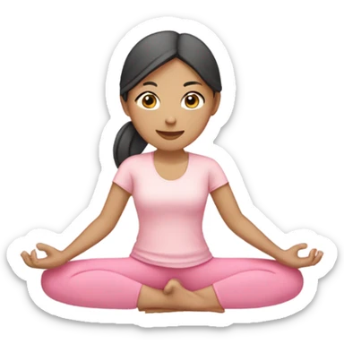 asian yoga girl light pink clothes  sticker