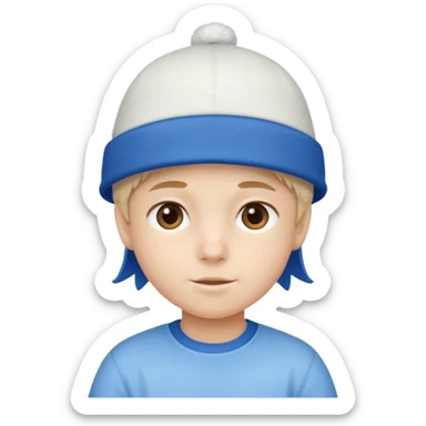kid with blue and white hat sticker