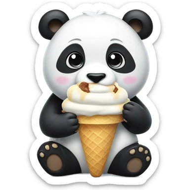 Panda eating ice cream sticker