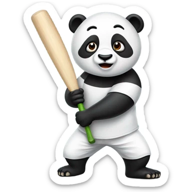 panda playing cricket sticker