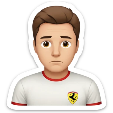depressed man wearing a Ferrari t-shirt sticker