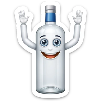 vodka bottle with eyes, smile, arms and legs sticker
