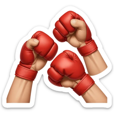 a sideways view of two sets of hands boxing sticker
