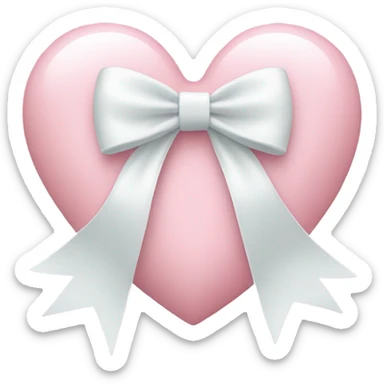 Pastel pink heart with white bow sticker