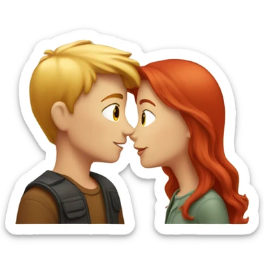 Blond Boyfriend and red haired girlfriend kissing  sticker