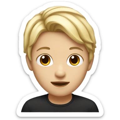 Short person with darker blonde hair with a black cat sticker