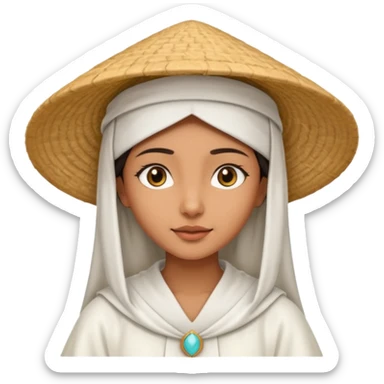 ancient arab girl with conical hat, white sticker