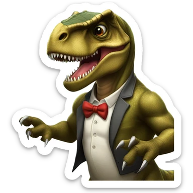 Tyrannosaurus rex wearing glasses, playing slot machine  sticker