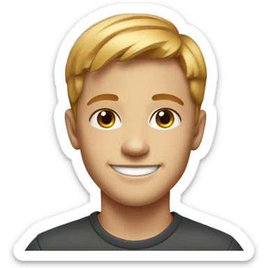 smiling boy with short, business-cut, reddish-blonde hair and freckles portrait sticker