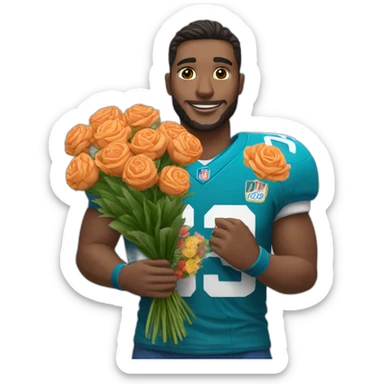 Man-with-Tiger-face,-Napoli-jersey-and-a-flowers-bouquet-in-his-hands sticker