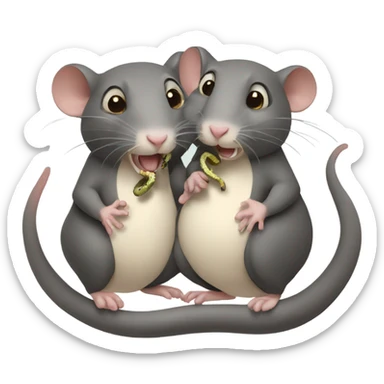 Two rats are holding a snake in their hands sticker