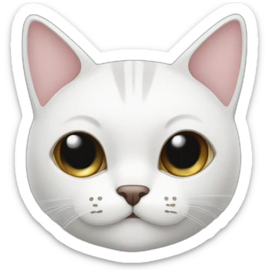 Gato color blanco con una mancha negra en su cara de lado derecho sticker