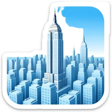 Empire State Building light blue with many plain boxes, dynamic sticker