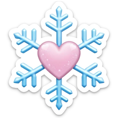 snowflake pink heart color white baby blue and baby pink glitter glow basic realist BOW EGIRLS WANTS THIS EMOJI CUTE KAWAII sticker
