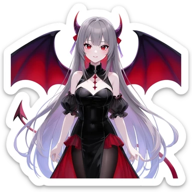 Beautiful ethereal Gorgeous Vampiric Edgy Anime Lady With Black red White Purple  sticker