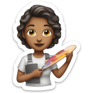 artist girl holding a palette sticker