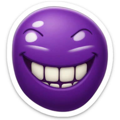Purple bean with large toothy smile evil grin sticker