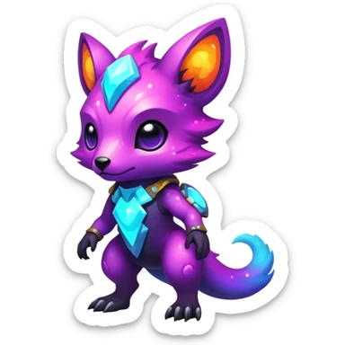 Epic Edgy Cute Colorful Nebula Modern Vernid-Protogen-creature-animal, full body sticker