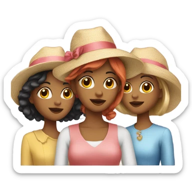 3 girls in hats and dresses sticker