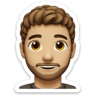 long cut brown hair boy, white, with brown eyes, and a little bit of beard sticker