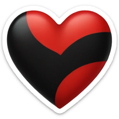 Half red half black heart sticker