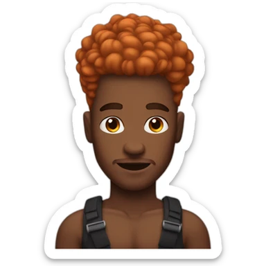 Man ginger black power hair, with eyebrow piercing sticker