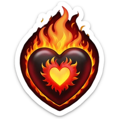 Black heart fire sticker
