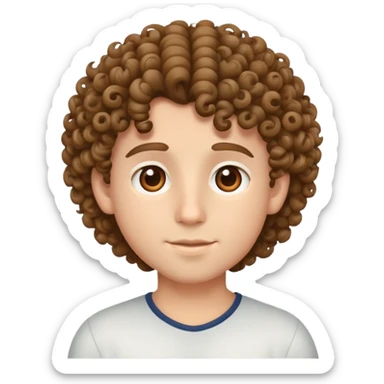 Heart emoji with Caucasian boy with curly hair and brown eyes  sticker