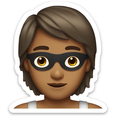 boy with brown curtain bangs wearing a skincare mask sticker