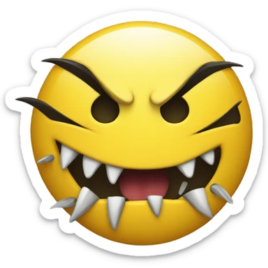 yellow smiley with sharp fang teeht sticker