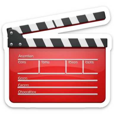 Standard clapperboard red glossy with open top bar sticker