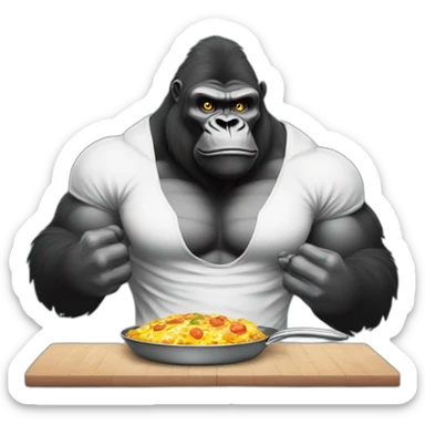 Big Buff Gorilla Cooking breakfast sticker