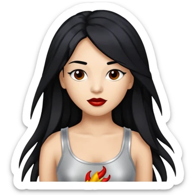 Chilli from TLC with long black hair, silver outfit sticker