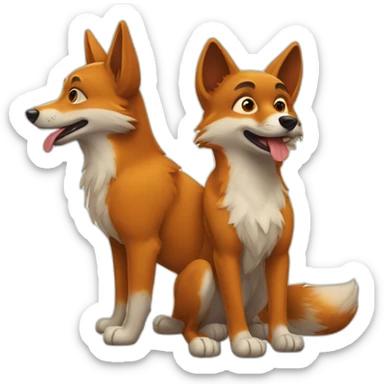 Renard et chien sticker